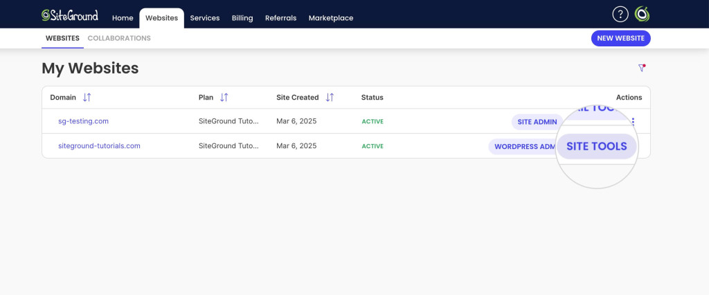 Sito Tools How to access Site Tools? - SiteGround KB