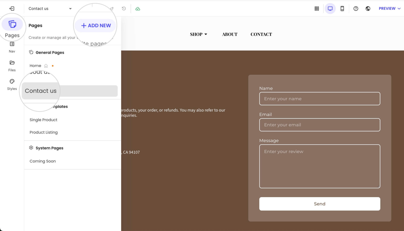 Add Only Page Example How to add content to a page - SiteGround KB