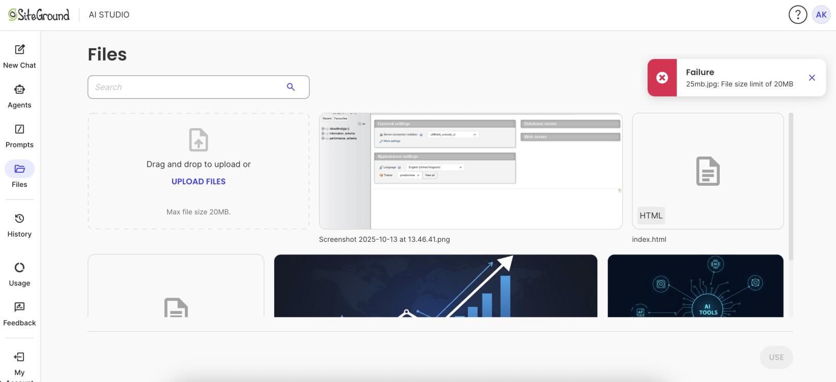 What’s the Maximum File Size I Can Upload to AI Studio? - SiteGround KB