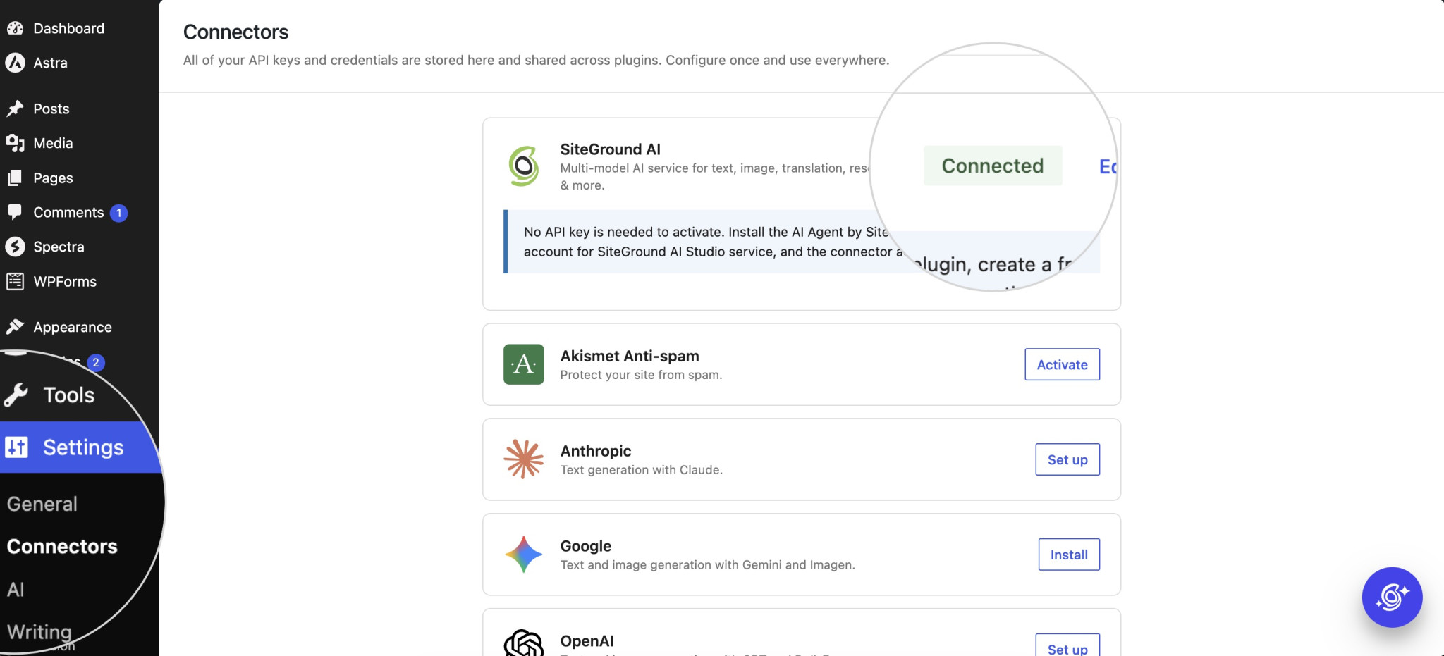 SiteGround AI Studio: WordPress AI Provider Setup