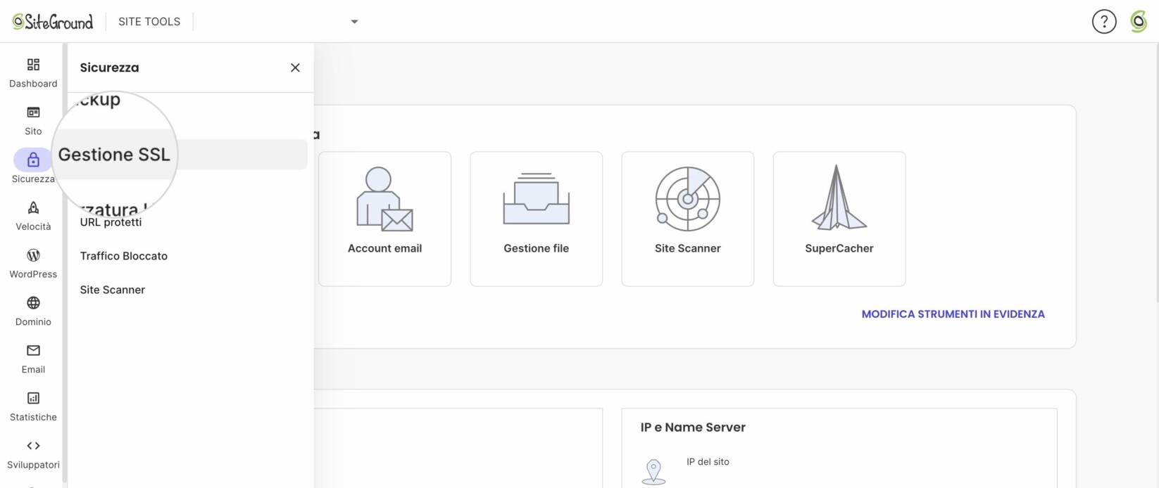 Aggiungere un certificato SSL