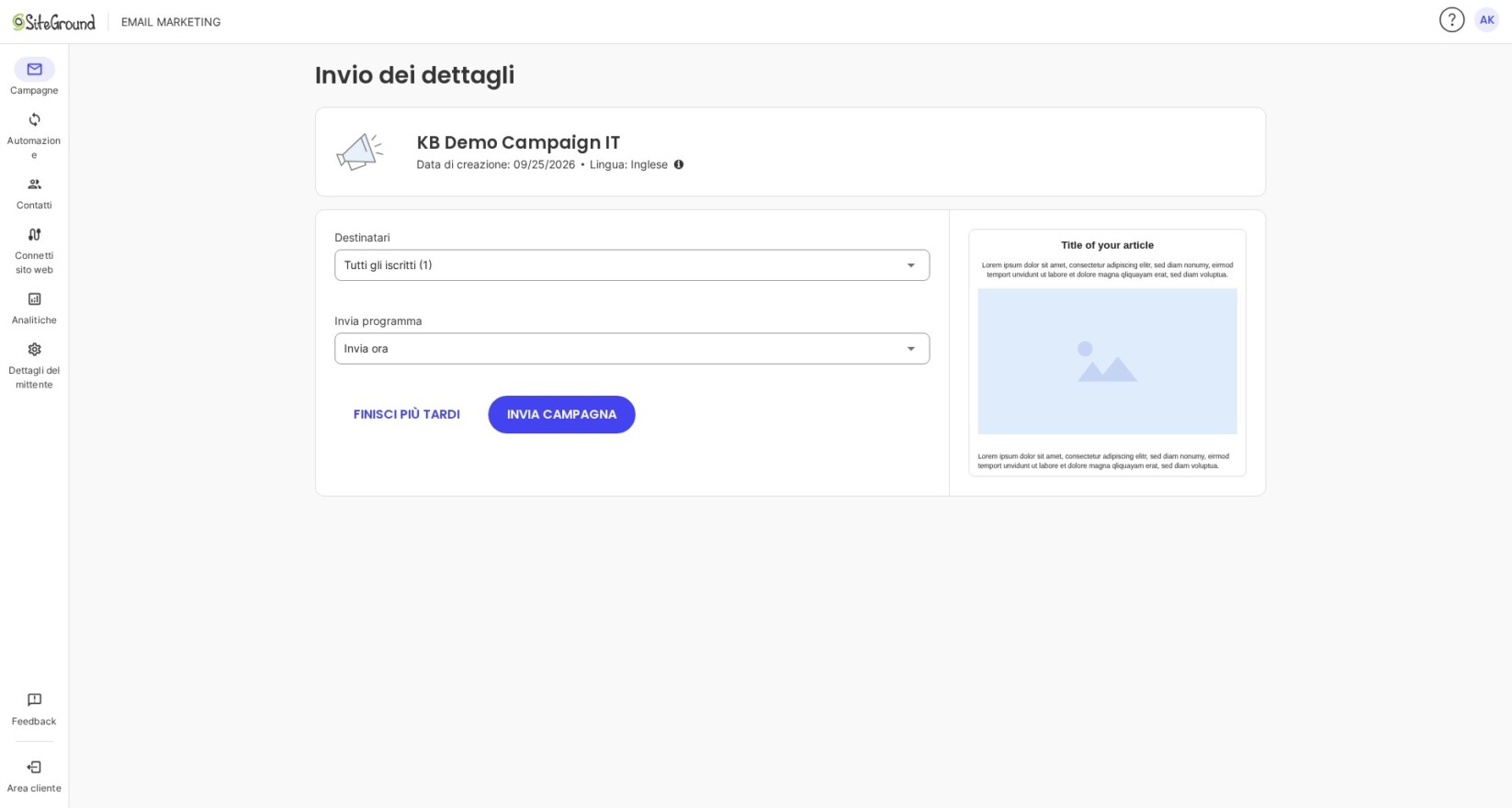 Invio det dettagli