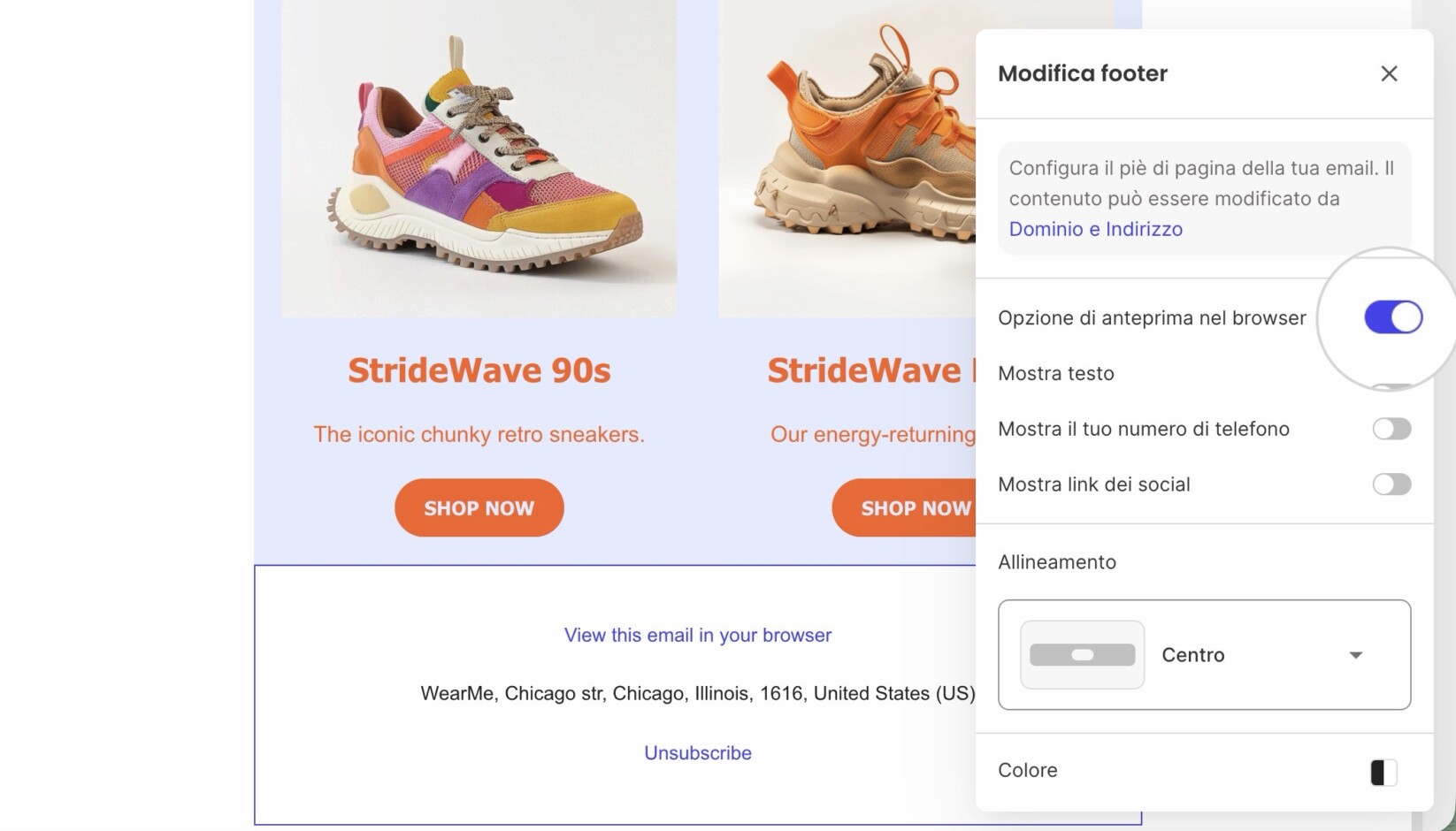 Mostra opzione anteprima browser