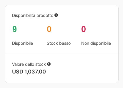 La panoramica Disponibilità prodotto con i livelli di disponibilità attuali.
