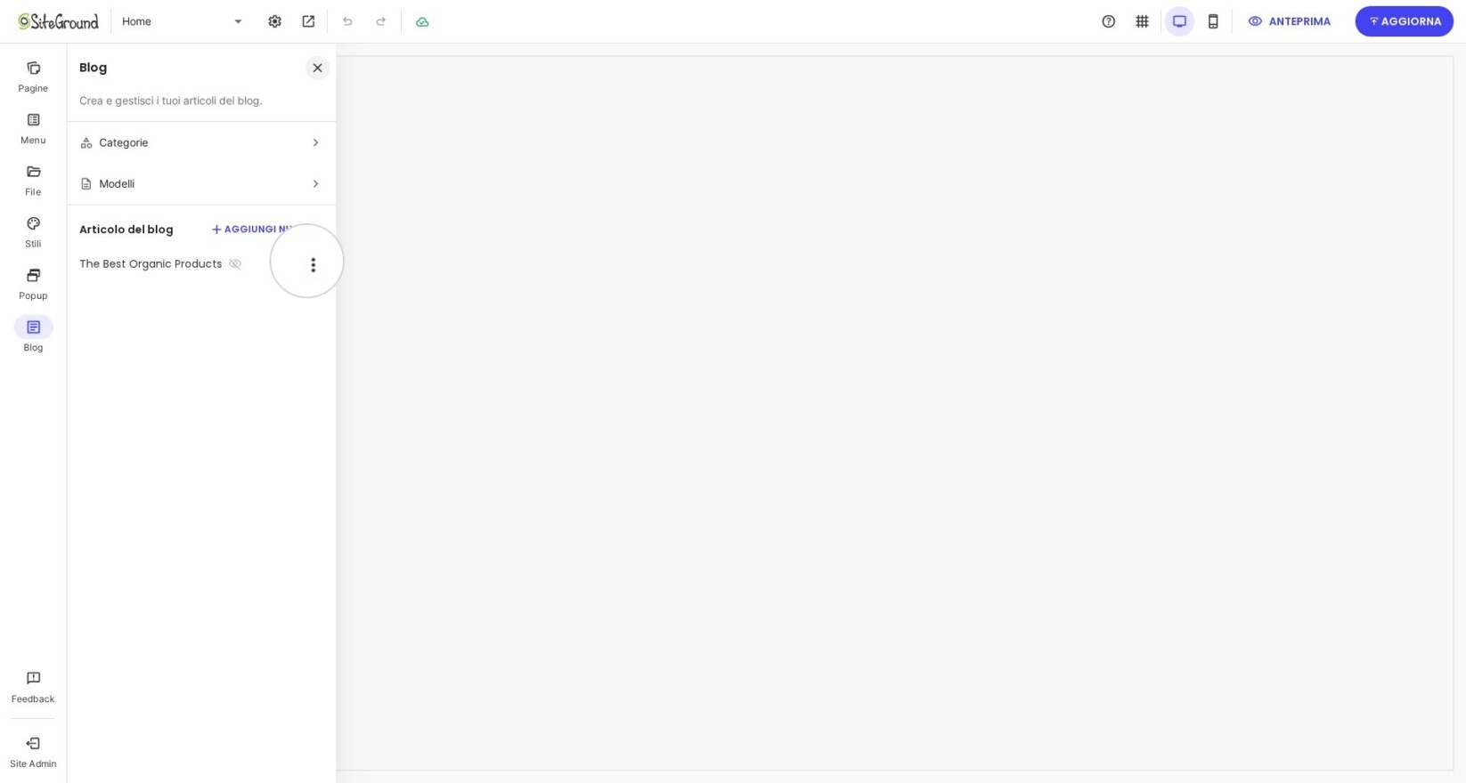 Gestire le impostazioni degli articoli del blog