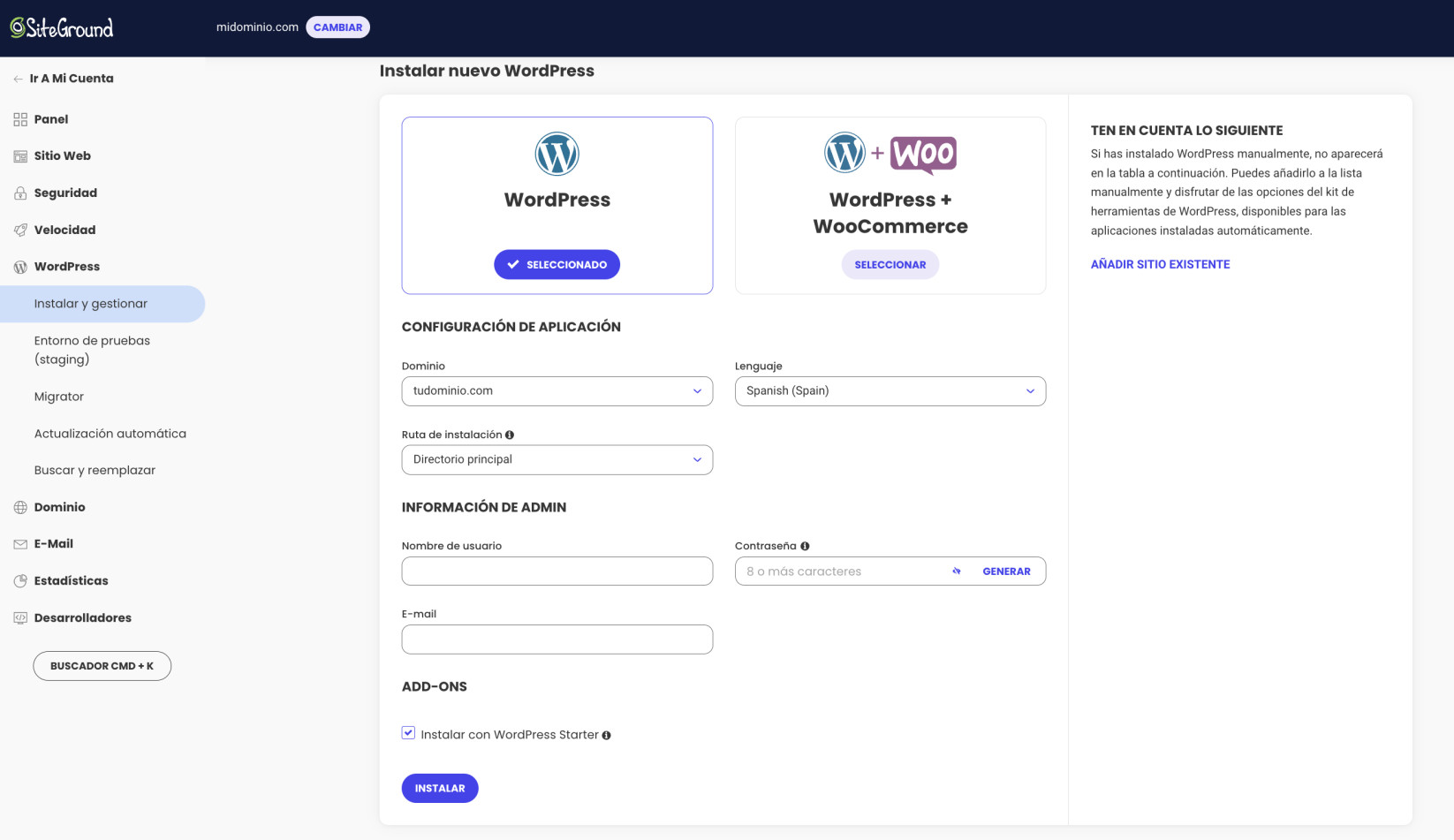 Cómo instalar WordPress - SiteGround Tutoriales