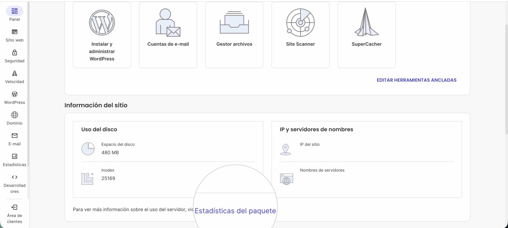 Enlace correspondiente - sito web informacion