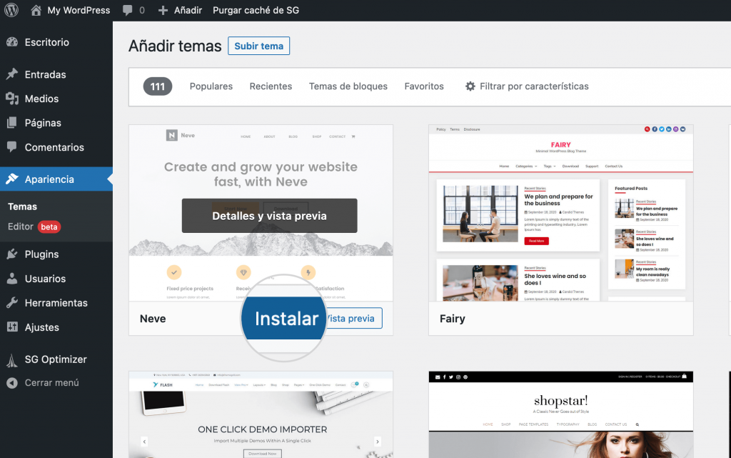 Cómo instalar temas de WordPress - SiteGround Tutoriales