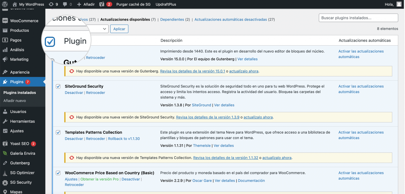 Cómo actualizar tus plugins de WordPress - SiteGround Tutoriales