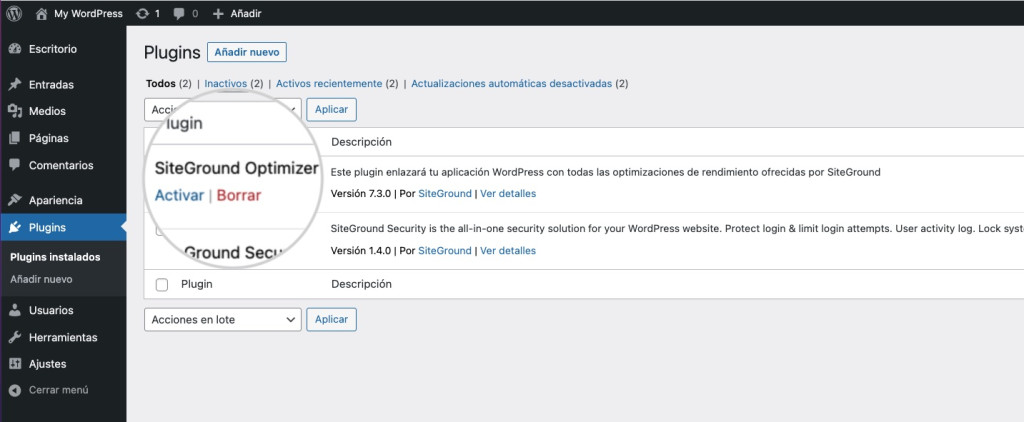 Cómo instalar plugins de WordPress - SiteGround Tutoriales