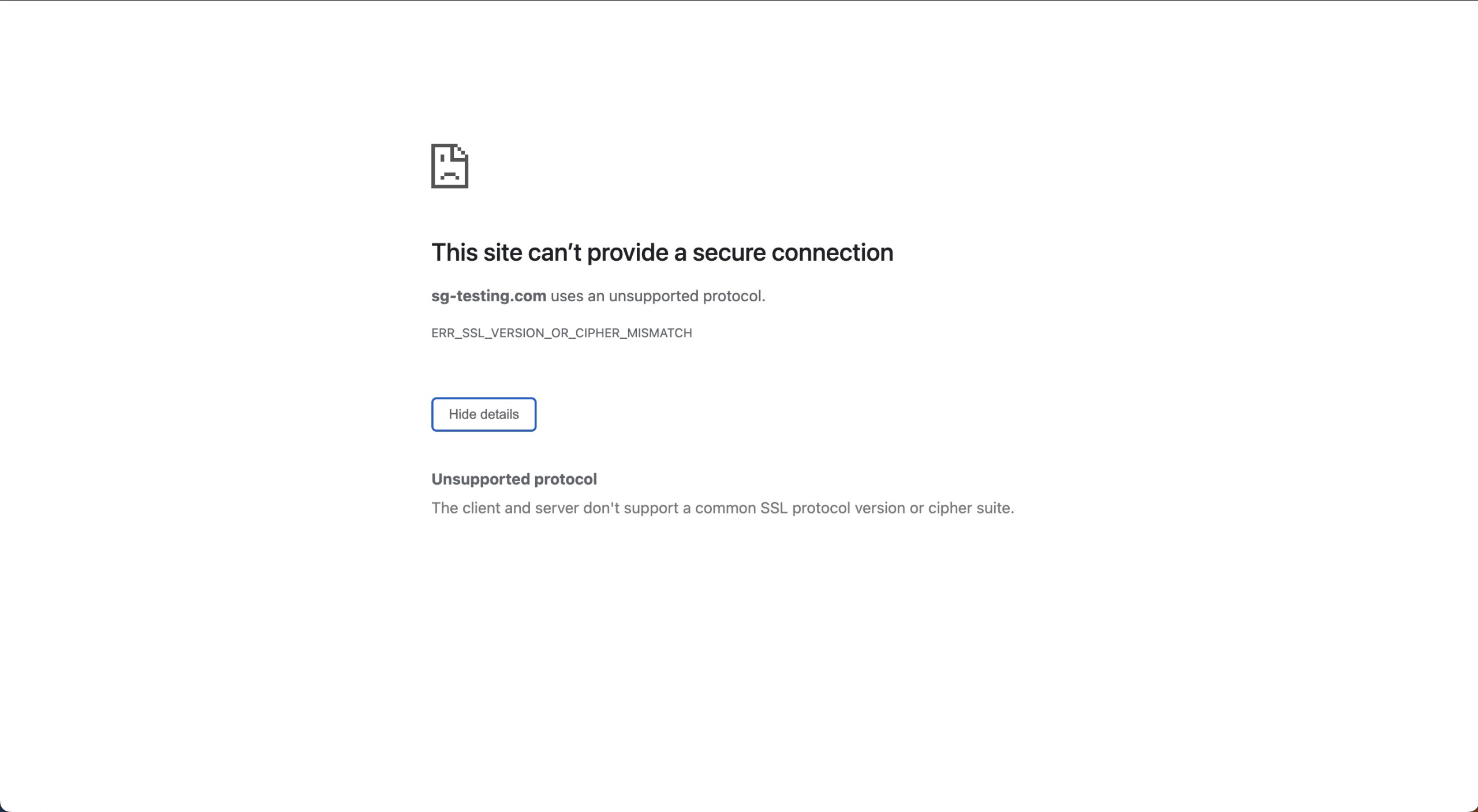 Cómo arreglar ERR_SSL_VERSION_OR_CIPHER_MISMATCH - BC de SiteGround