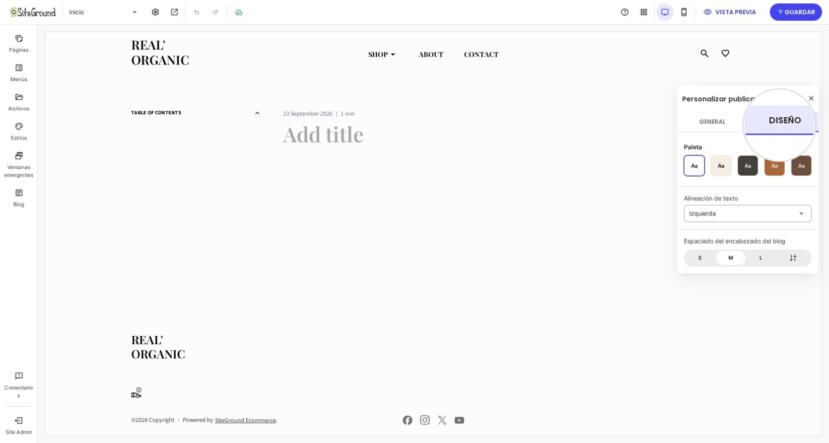 Configurar el diseño de las entradas individuales