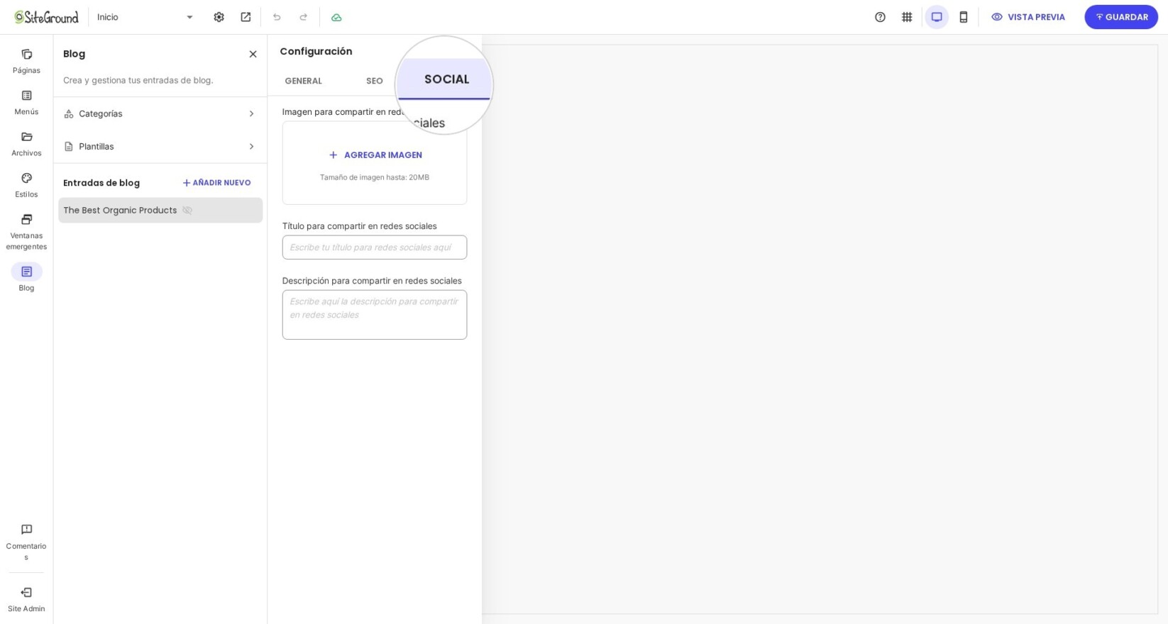 Blog configuraciones Social.