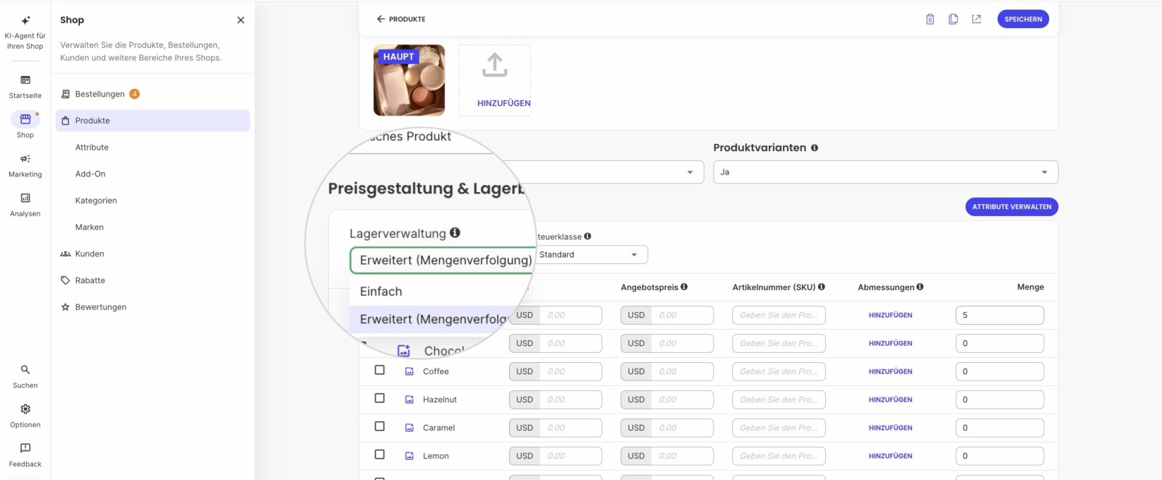 Lagerverwaltung im SiteGround Ecommerce