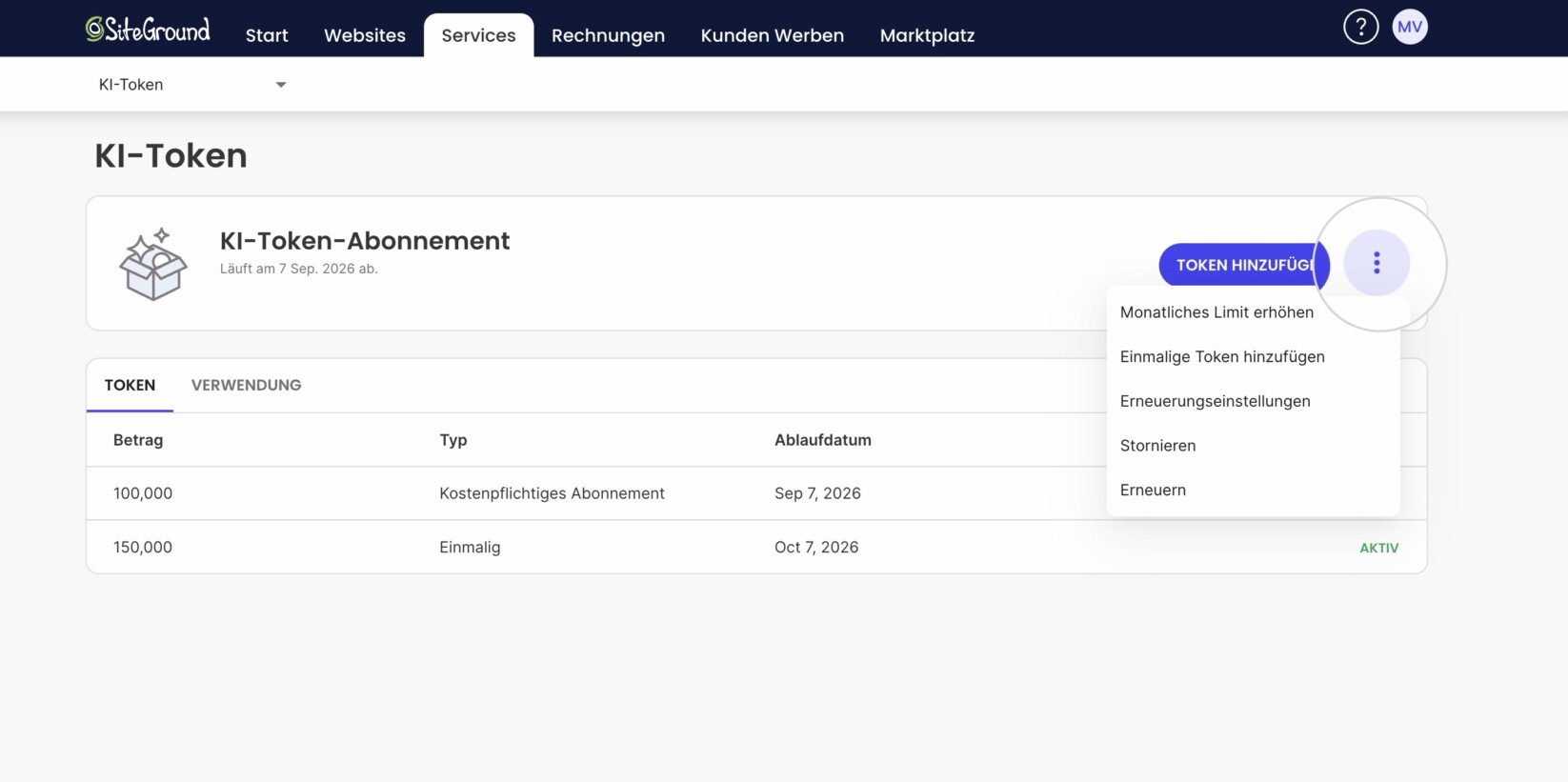 Kostenpflichtige KI-Token-Pläne und Preise token
