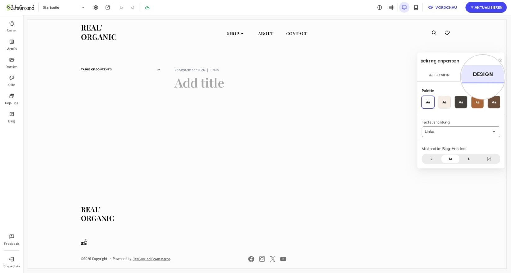 Design-Einstellungen für Einzelbeiträge anwenden