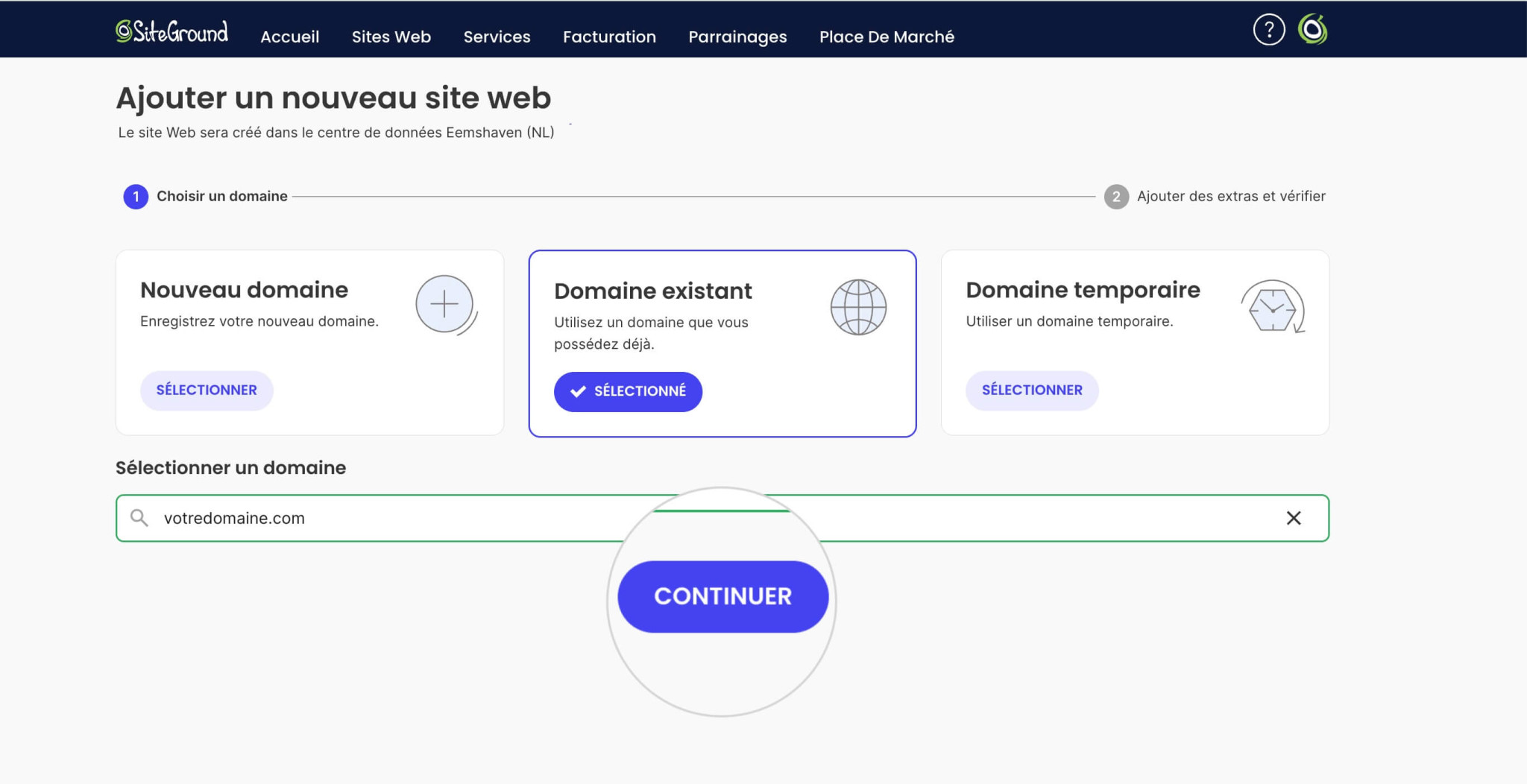 Configuration du site web - Tutoriels SiteGround