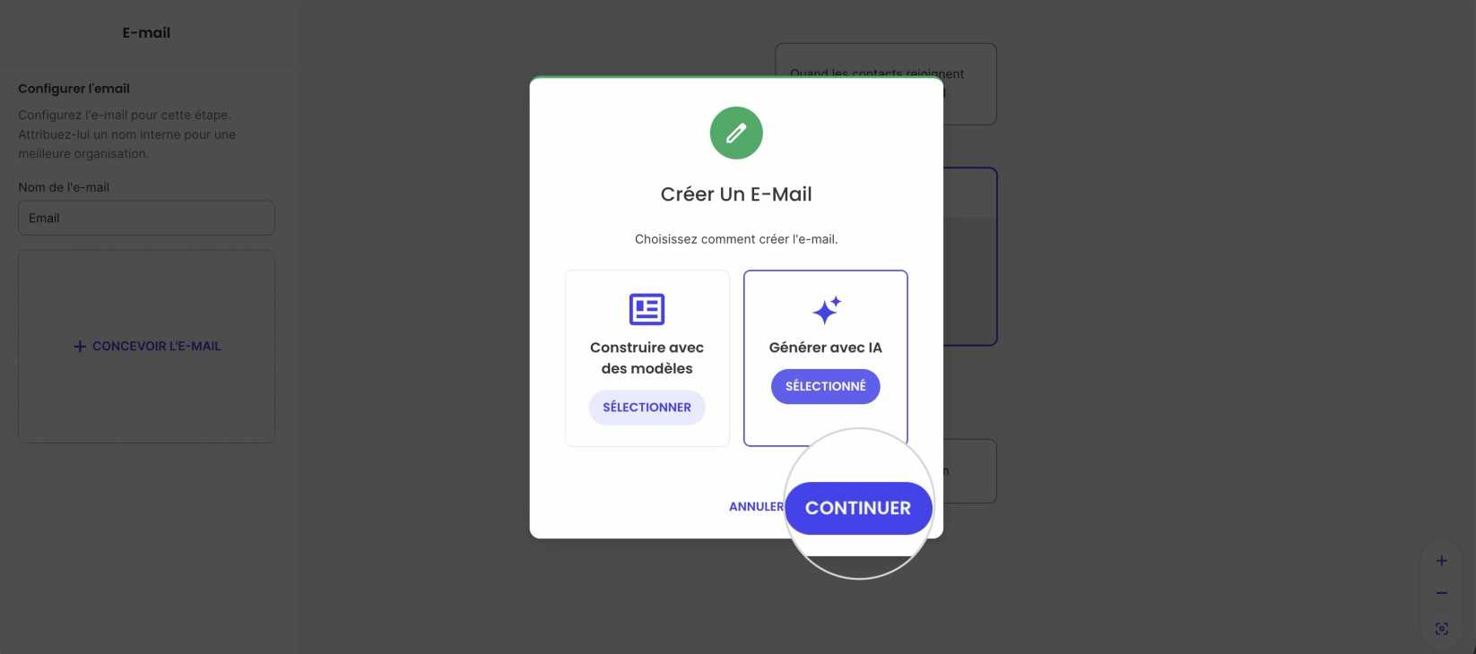 Creer e-mail avec IA