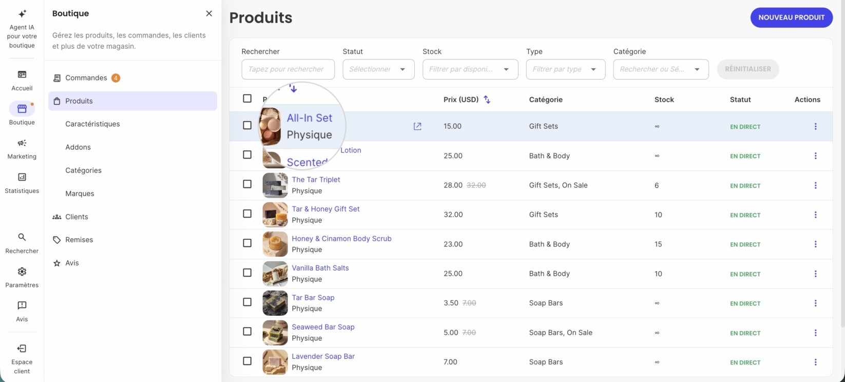 Activer la fonctionnalité Add-Ons pour un produit