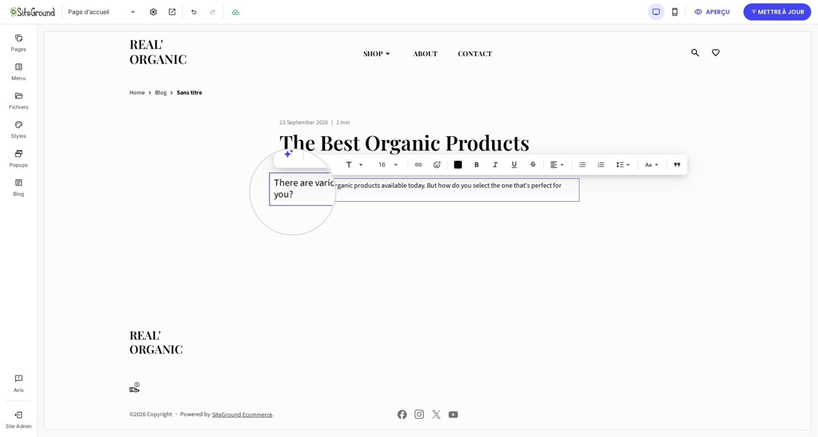 Contenu du blog
