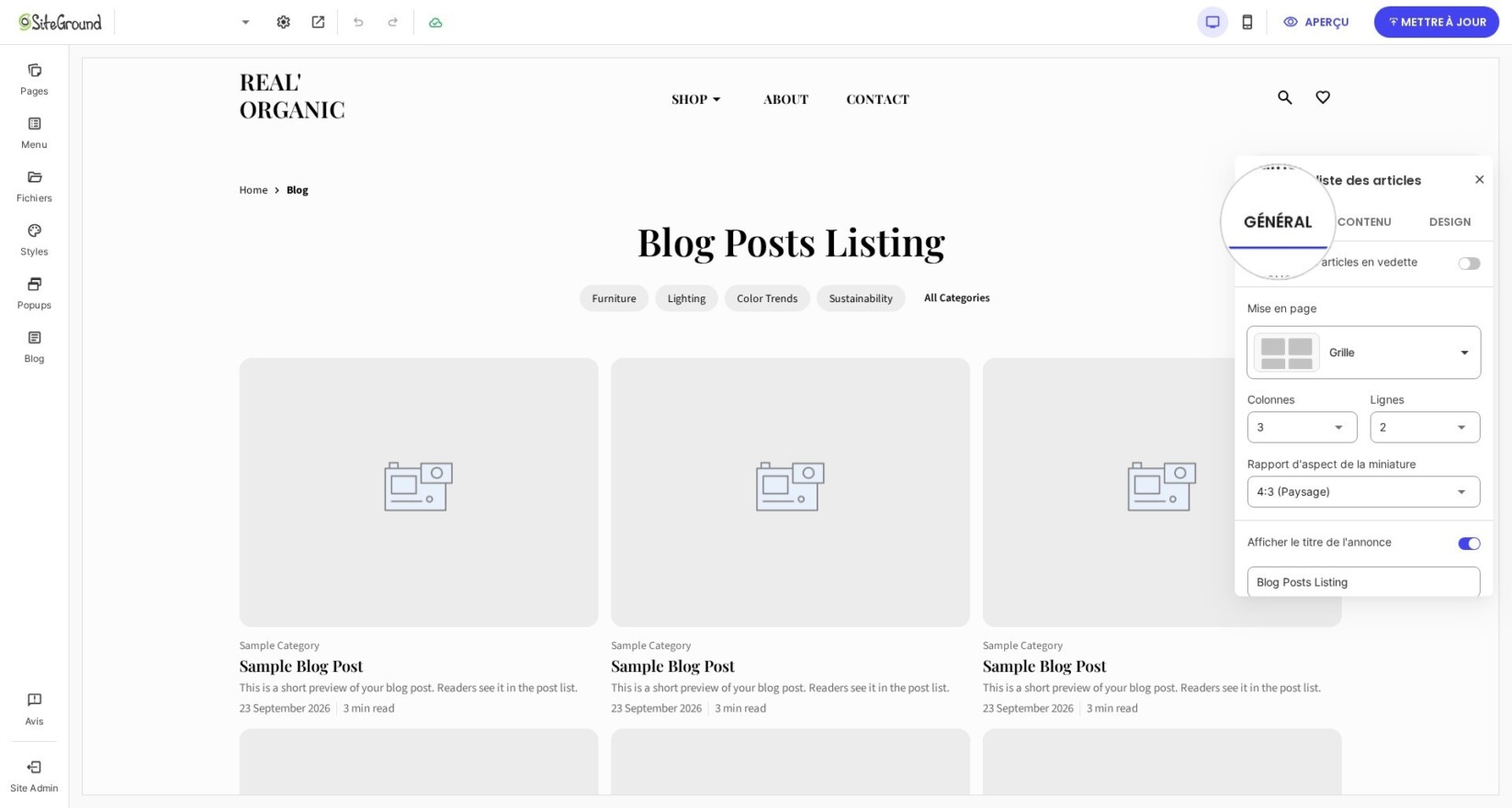 Menu pop-up general