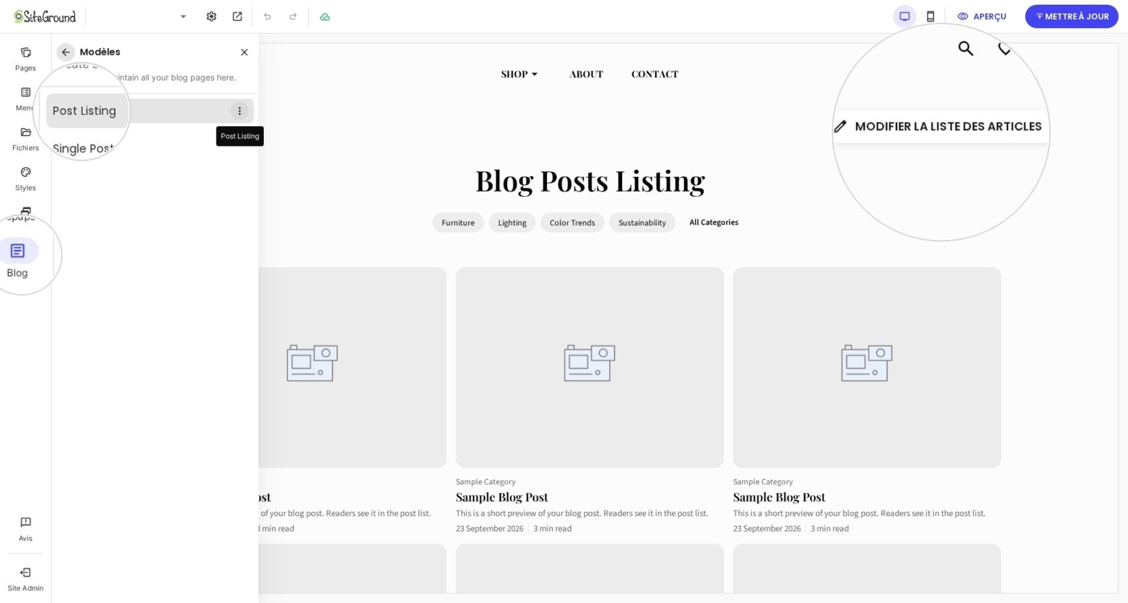 Modifier la liste d’articles