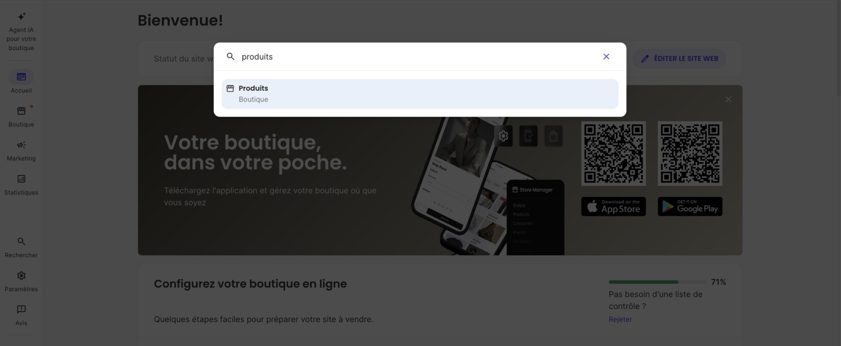 Avec la barre de recherche ouverte, commencez à taper le nom de la page que vous souhaitez trouver.